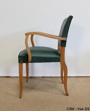 Paire de Fauteuils Bridge en Hêtre Naturel – 1950