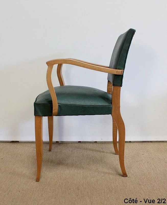 Paire de Fauteuils Bridge en Hêtre Naturel – 1950