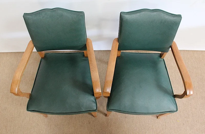 Paire de Fauteuils Bridge en Hêtre Naturel – 1950