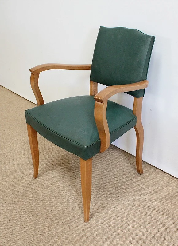 Paire de Fauteuils Bridge en Hêtre Naturel – 1950