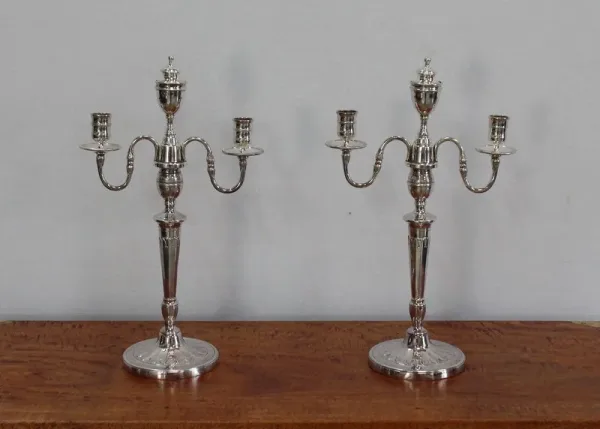 Paire de Candélabres en Bronze Argenté - 1960
