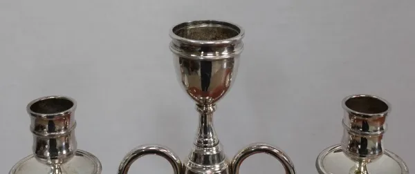 Paire de Candélabres en Bronze Argenté - 1960