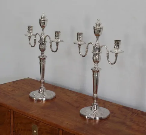 Paire de Candélabres en Bronze Argenté - 1960