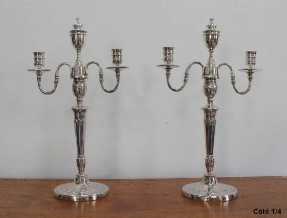 Paire de Candélabres en Bronze Argenté - 1960