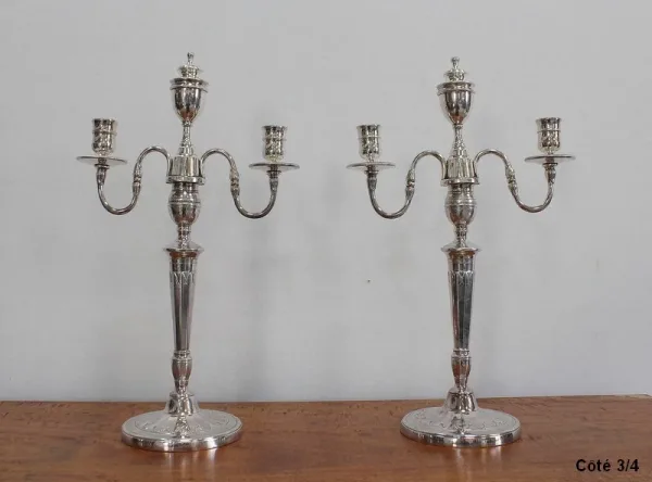 Paire de Candélabres en Bronze Argenté - 1960