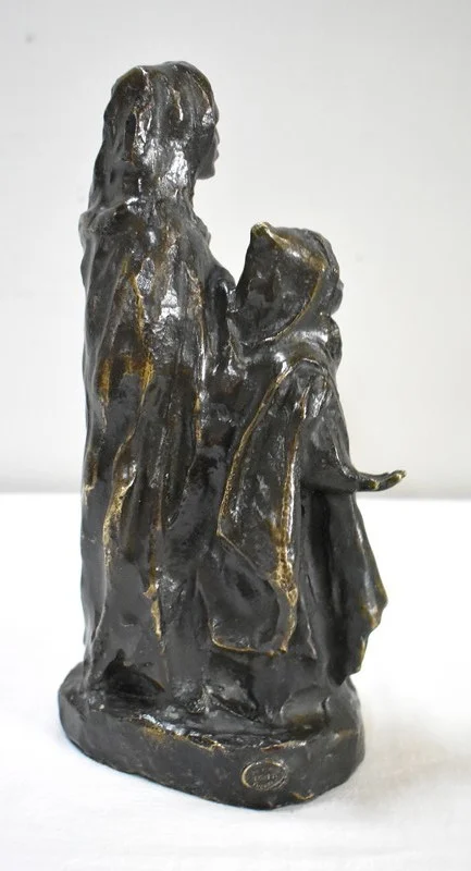 Bronze à Patine Brune, « L’Enfant et l’Aveugle », de B. Girardet – Début XXe