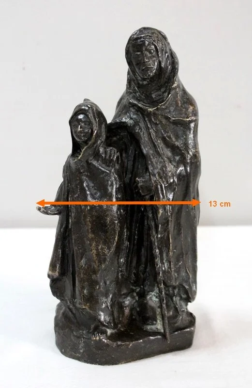 Bronze à Patine Brune, « L’Enfant et l’Aveugle », de B. Girardet – Début XXe