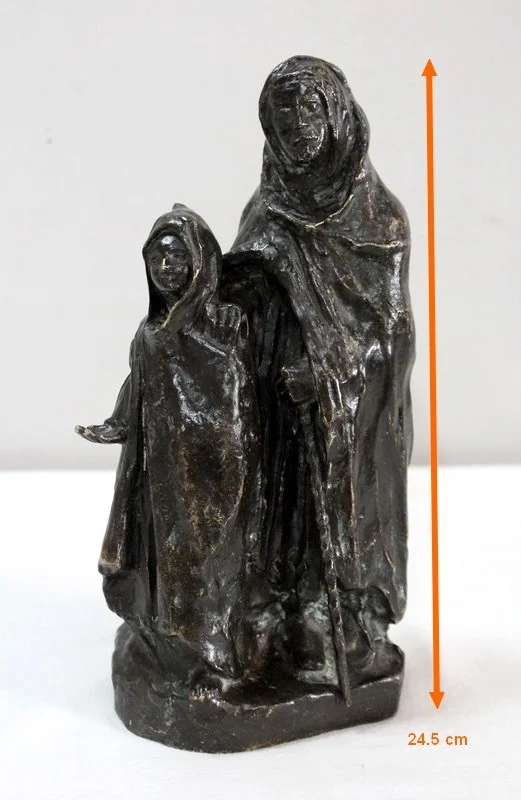 Bronze à Patine Brune, « L’Enfant et l’Aveugle », de B. Girardet – Début XXe