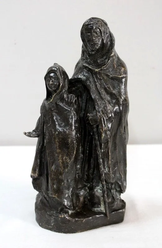 Bronze à Patine Brune, « L’Enfant et l’Aveugle », de B. Girardet – Début XXe