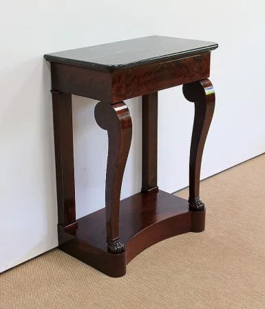 Petite Console en placage de Ronce d’Acajou de Cuba, époque Restauration – Début XIXe