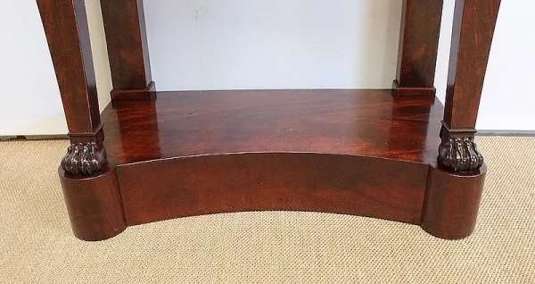 Petite Console en placage de Ronce d’Acajou de Cuba, époque Restauration – Début XIXe