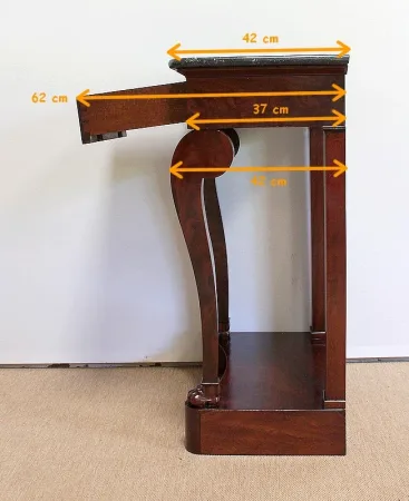 Petite Console en placage de Ronce d’Acajou de Cuba, époque Restauration – Début XIXe
