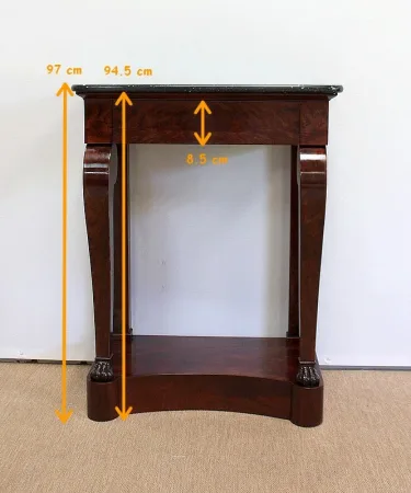 Petite Console en placage de Ronce d’Acajou de Cuba, époque Restauration – Début XIXe