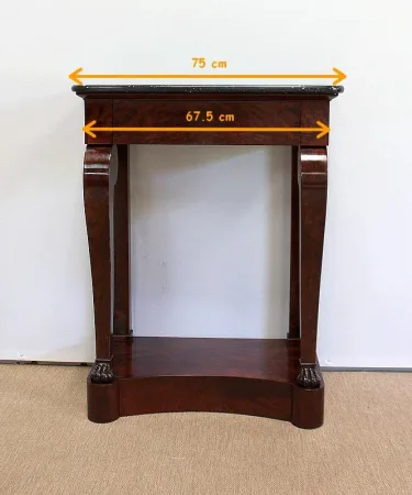 Petite Console en placage de Ronce d’Acajou de Cuba, époque Restauration – Début XIXe