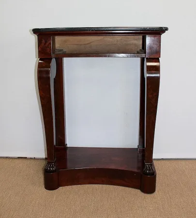 Petite Console en placage de Ronce d’Acajou de Cuba, époque Restauration – Début XIXe