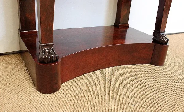 Petite Console en placage de Ronce d’Acajou de Cuba, époque Restauration – Début XIXe