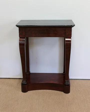 Petite Console en placage de Ronce d’Acajou de Cuba, époque Restauration – Début XIXe