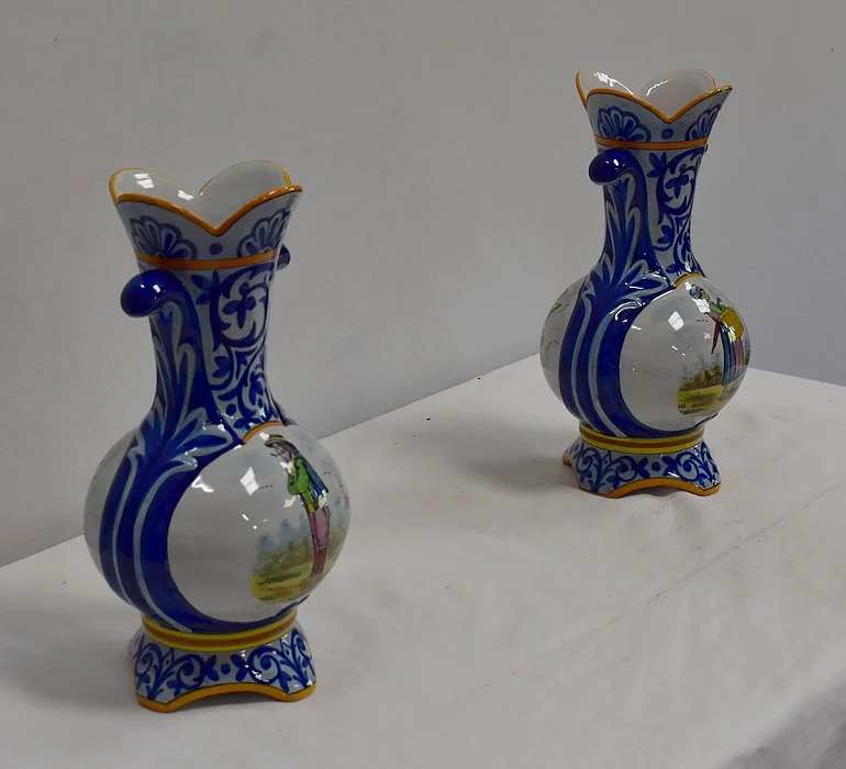 PAIR OF VASES IN QUIMPER FAIENCE