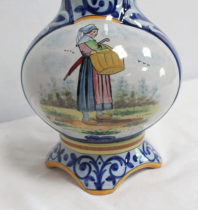PAIR OF VASES IN QUIMPER FAIENCE
