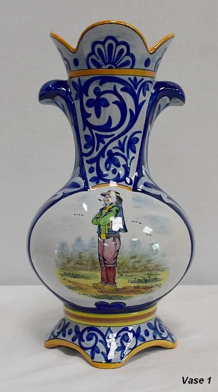 PAIR OF VASES IN QUIMPER FAIENCE