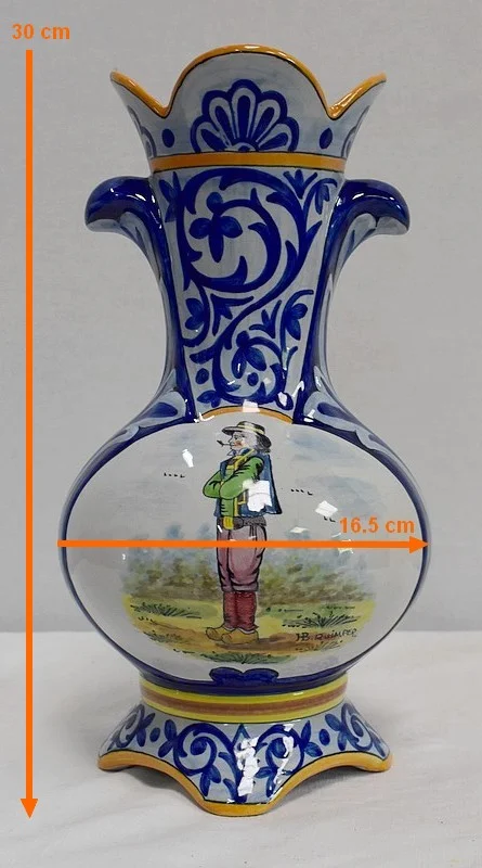 PAIR OF VASES IN QUIMPER FAIENCE