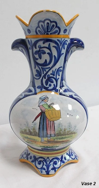 PAIR OF VASES IN QUIMPER FAIENCE
