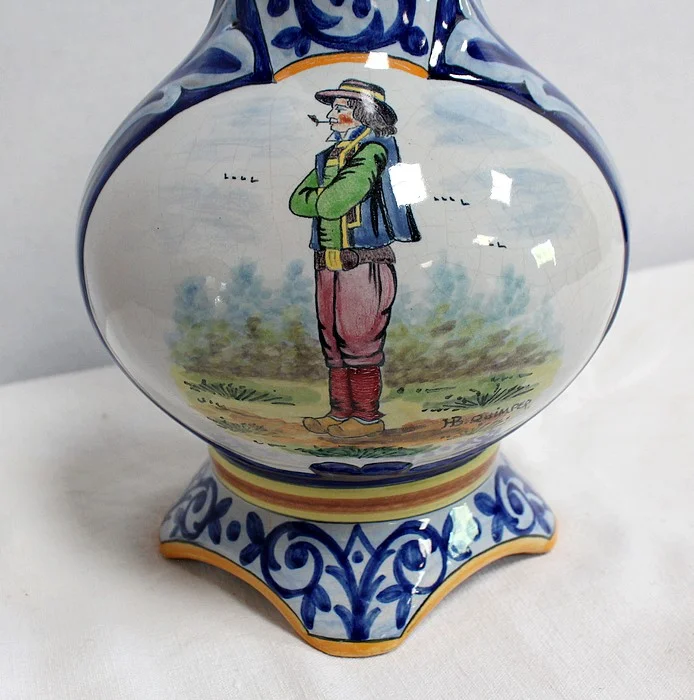 PAIR OF VASES IN QUIMPER FAIENCE