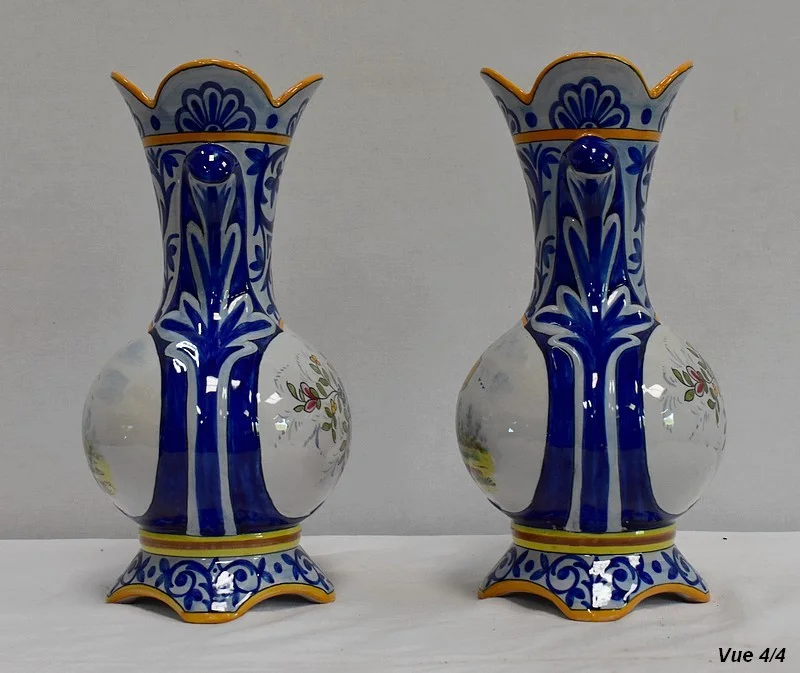 PAIR OF VASES IN QUIMPER FAIENCE