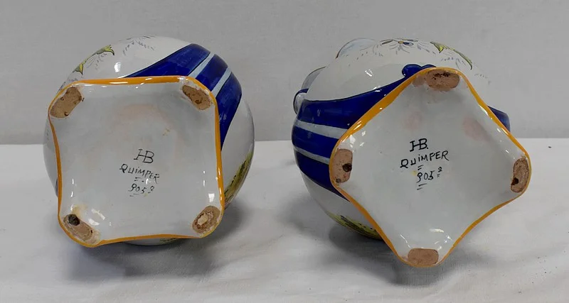 PAIR OF VASES IN QUIMPER FAIENCE