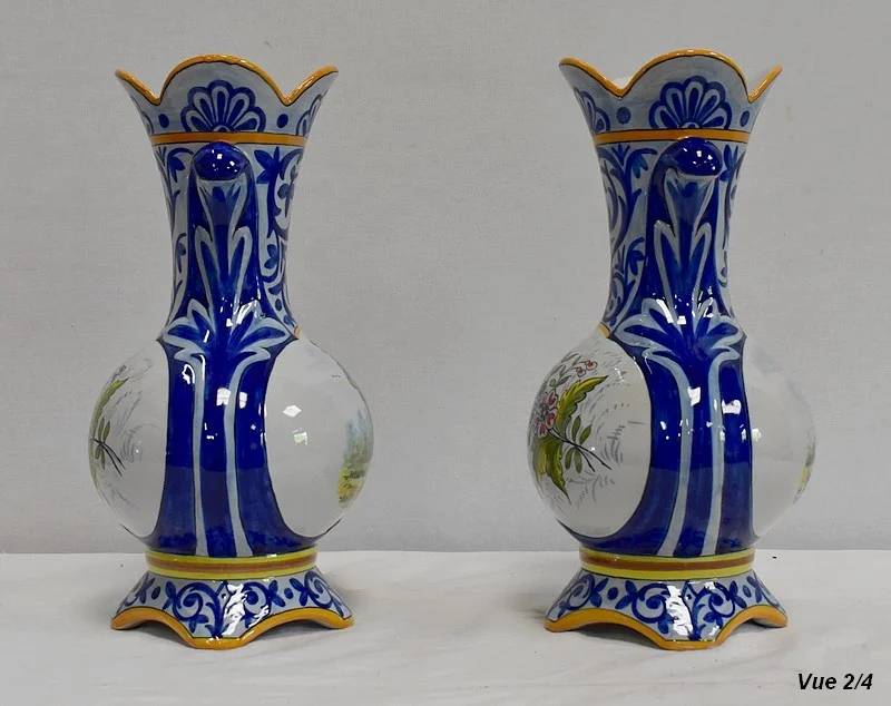 PAIR OF VASES IN QUIMPER FAIENCE