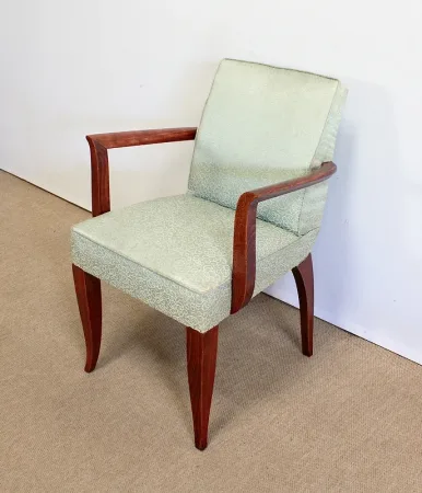 Ensemble 3 pièces, Paire de Fauteuils Bridge et Tabouret, Art Déco - 1940