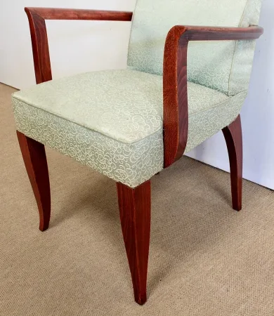 Ensemble 3 pièces, Paire de Fauteuils Bridge et Tabouret, Art Déco - 1940