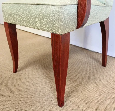 Ensemble 3 pièces, Paire de Fauteuils Bridge et Tabouret, Art Déco - 1940
