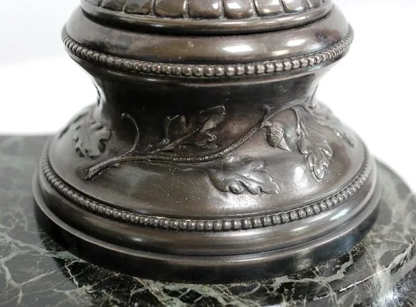 Encrier Double en Bronze argenté sur Marbre vert de mer – 1900
