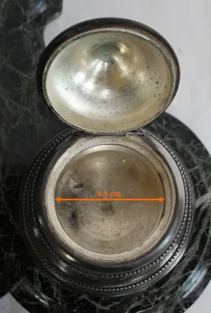 Encrier Double en Bronze argenté sur Marbre vert de mer – 1900