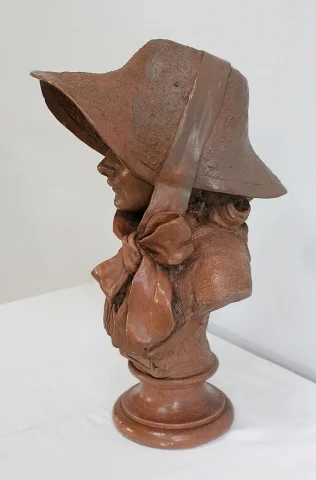 Important Buste de Femme en Terre Cuite, signé A. Blanc – Époque 1900