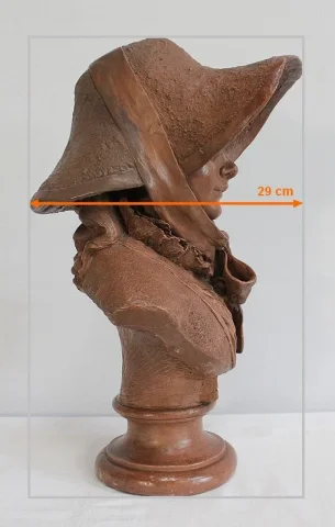 Important Buste de Femme en Terre Cuite, signé A. Blanc – Époque 1900