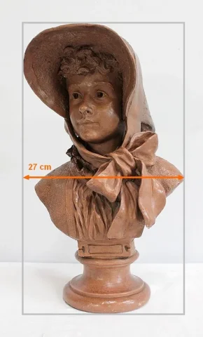 Important Buste de Femme en Terre Cuite, signé A. Blanc – Époque 1900