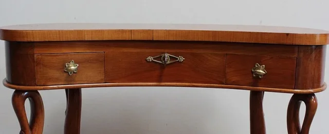 Petite Coiffeuse Rognon et sa Chauffeuse en Merisier – 1950