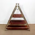 Rare Etagère de Bateau en Acajou massif et Métal chromé – 1920
