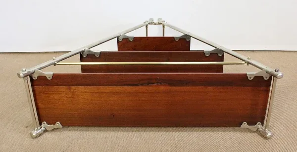 Rare Etagère de Bateau en Acajou massif et Métal chromé – 1920