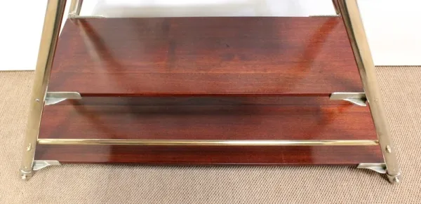 Rare Etagère de Bateau en Acajou massif et Métal chromé – 1920