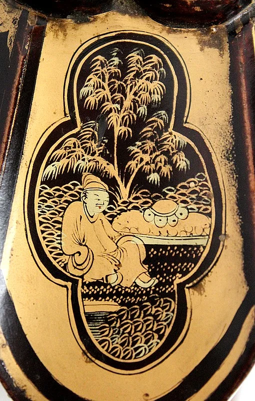 Importante Boîte Asiatique en Bois Laqué Noir, époque Napoléon III – Milieu XIXe