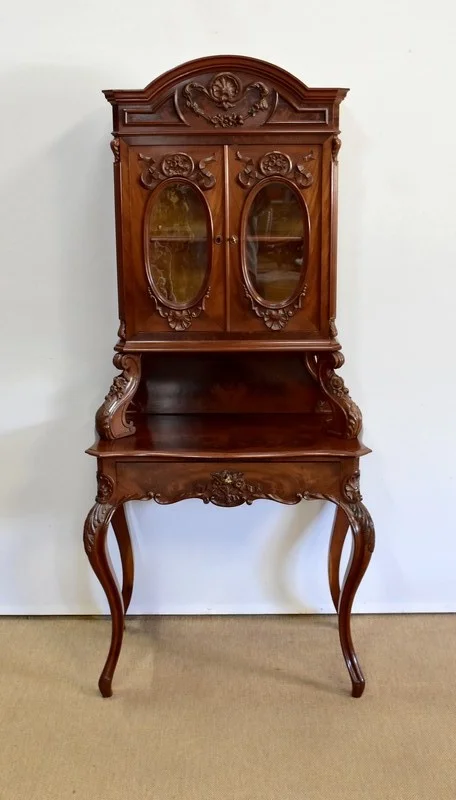 Écritoire Vitrine en Acajou massif, époque Napoléon III - 1850
