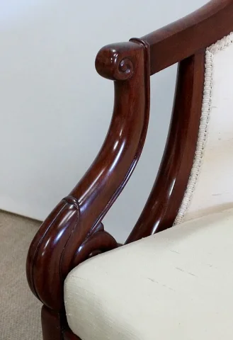 Paire de Fauteuils Gondoles en Acajou massif, époque Restauration – Début XIXe
