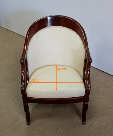 Paire de Fauteuils Gondoles en Acajou massif, époque Restauration – Début XIXe