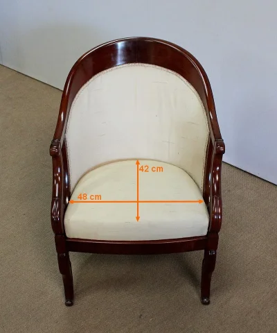 Paire de Fauteuils Gondoles en Acajou massif, époque Restauration – Début XIXe