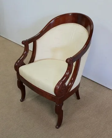 Paire de Fauteuils Gondoles en Acajou massif, époque Restauration – Début XIXe
