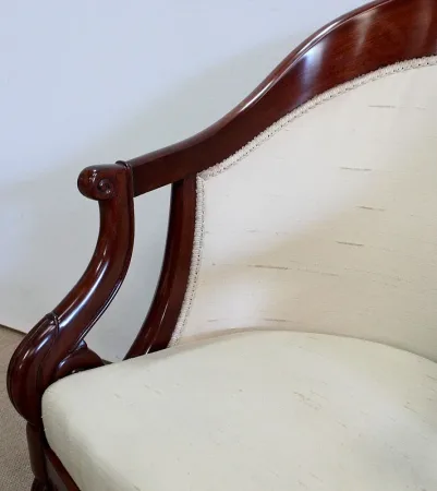Paire de Fauteuils Gondoles en Acajou massif, époque Restauration – Début XIXe