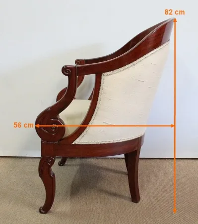 Paire de Fauteuils Gondoles en Acajou massif, époque Restauration – Début XIXe
